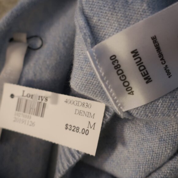 NWT Womens One Grey Day Denim Blue Boxy Cashmere Sweater M * - Picture 6 of 6